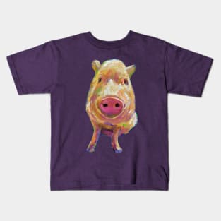 Colorful Pig Art by Artist Robert Phelps Kids T-Shirt